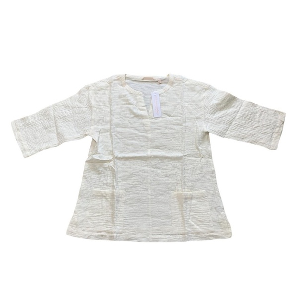 Soft Surroundings NET Araza Gauze Shirt Blouse Ecru (Cream) Plus Size Medium - Picture 2 of 14